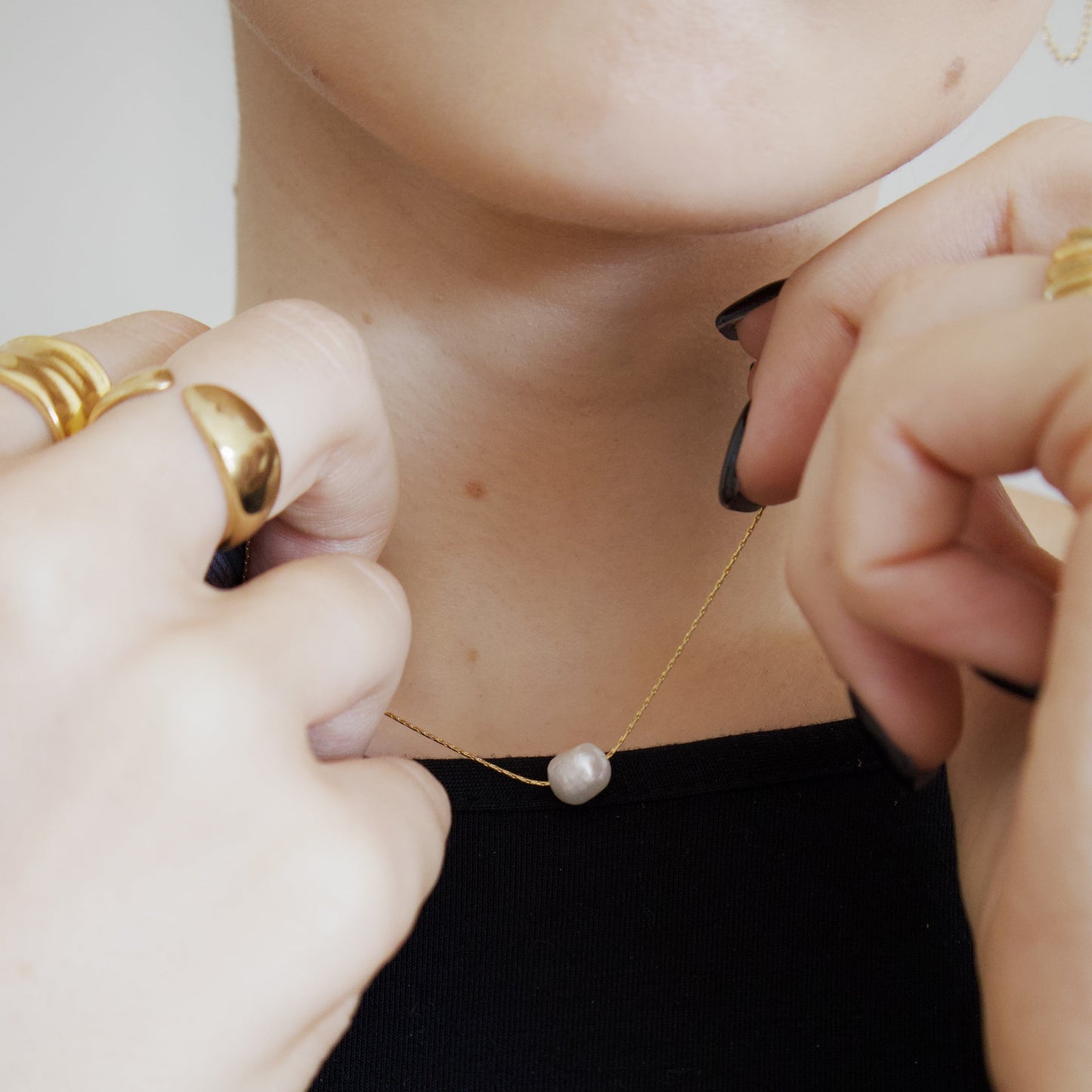 18k Gold Plated Dainty Pearl Necklace