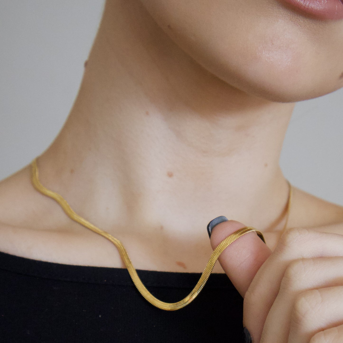 18k Gold Plated Medium Snake Chain Necklace