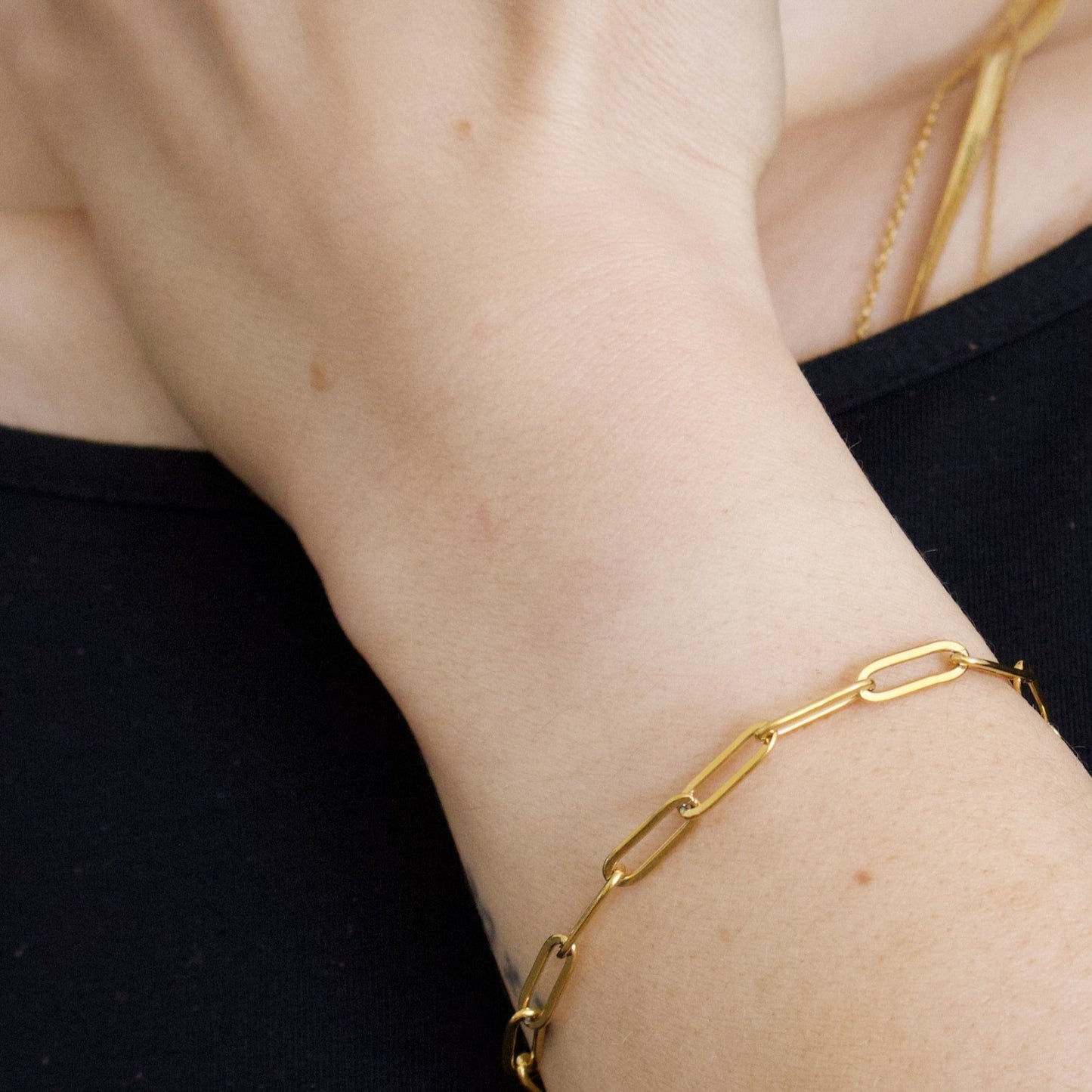 18k Gold Plated Paper Clip Bracelet