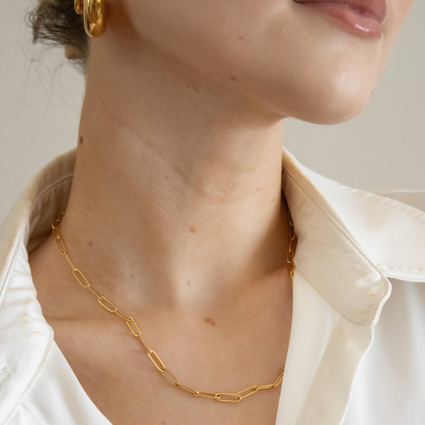 18k Gold Plated Paper Clip Necklace