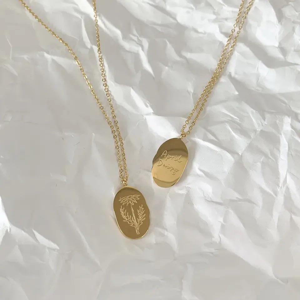 18k Gold Plated Birth Flower Necklace