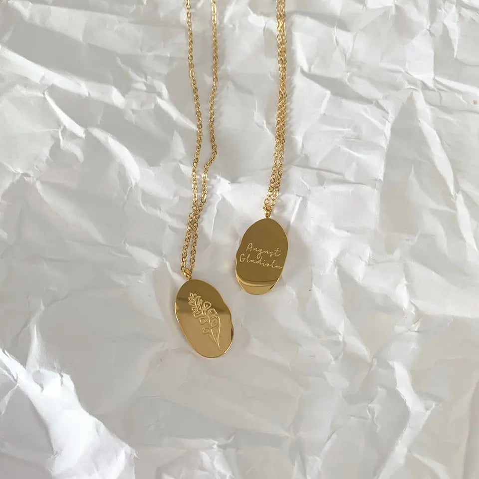 18k Gold Plated Birth Flower Necklace