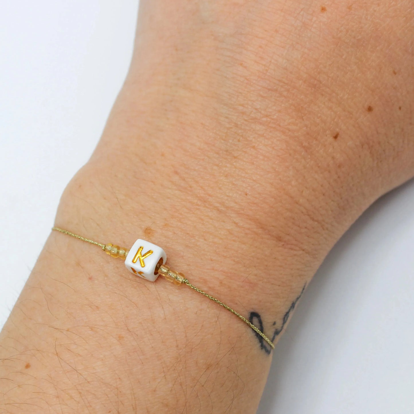 Delicate Monogram Bracelet with Adjustable Gold Cord - Perfect Gift
