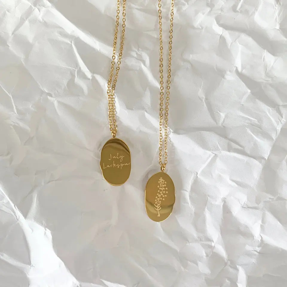 18k Gold Plated Birth Flower Necklace
