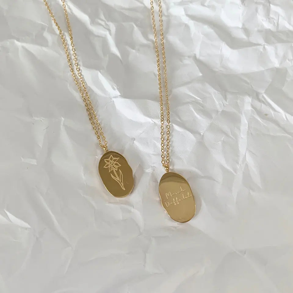 18k Gold Plated Birth Flower Necklace