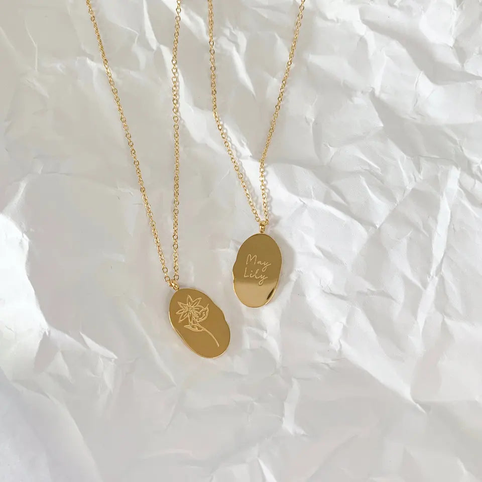 18k Gold Plated Birth Flower Necklace
