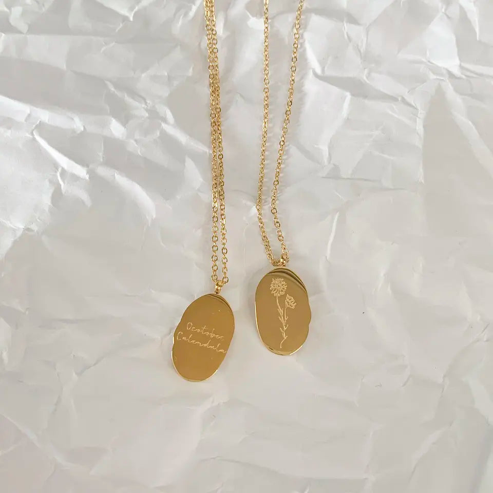 18k Gold Plated Birth Flower Necklace