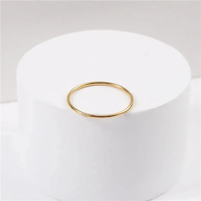 18k Gold Plated Minimalist Stacking Rings with Stones