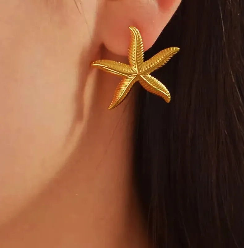 18k Gold Plated Delicate Star Fish Studs