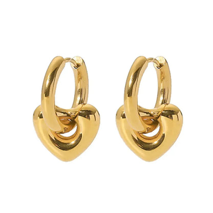 18k Gold Plated Heart Charm Earrings