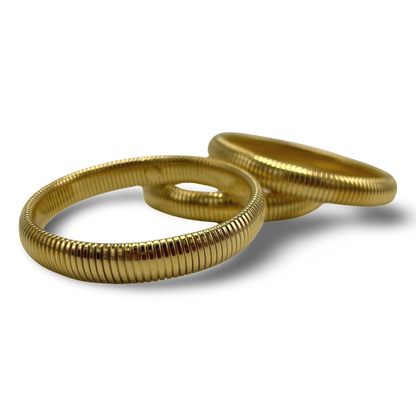 18k Gold Plated Elasticated Stacking Bangle - Waterproof & Stylish