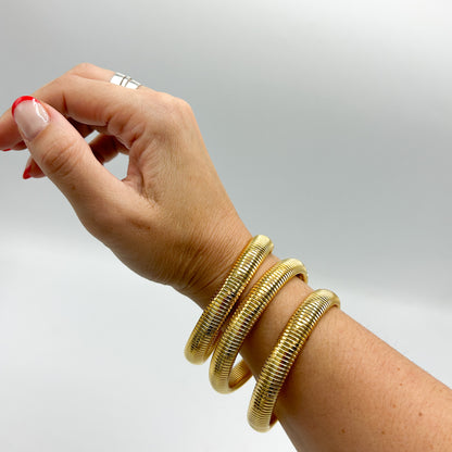 18k Gold Plated Elasticated Stacking Bangle - Waterproof & Stylish