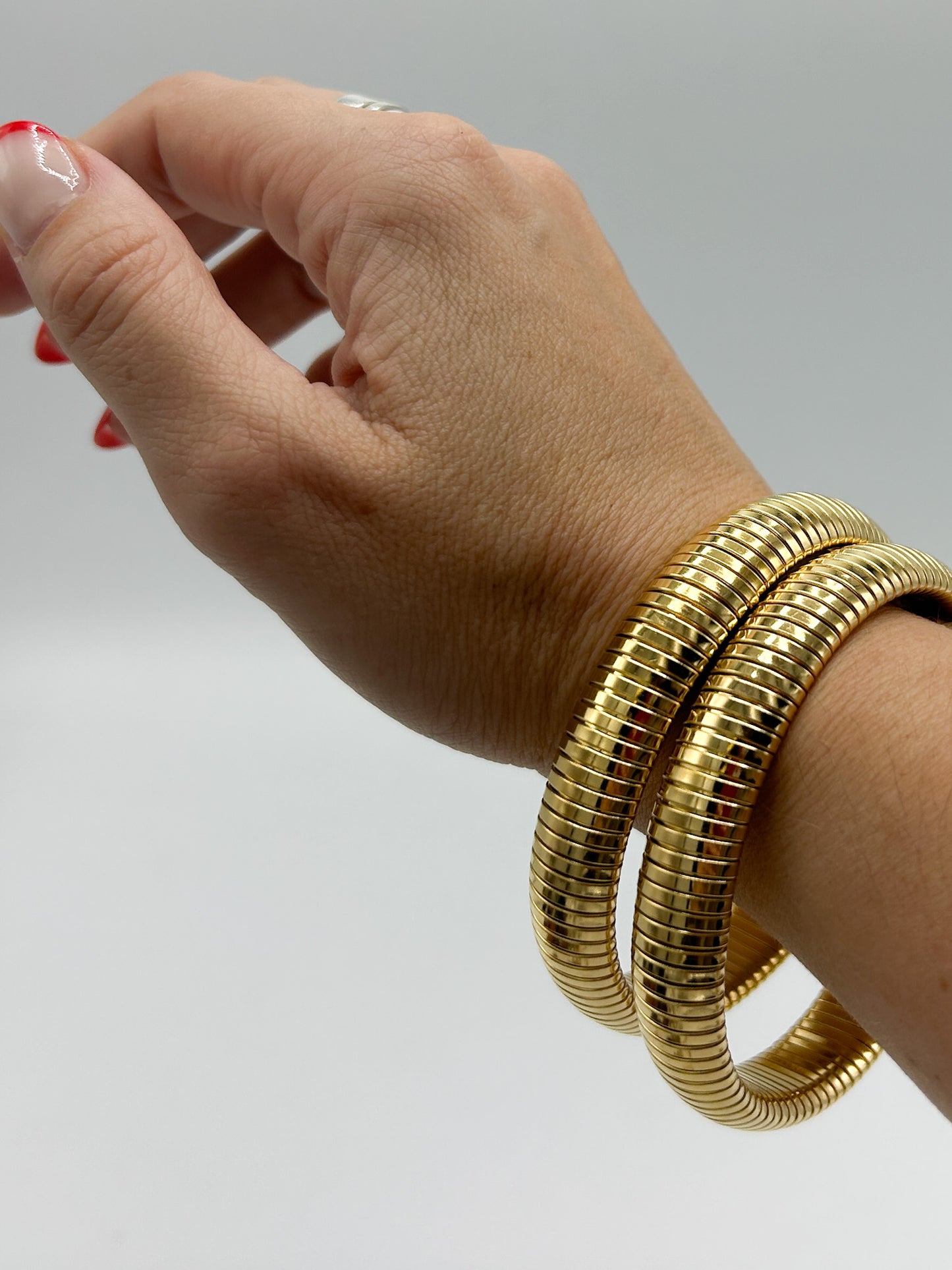 18k Gold Plated Elasticated Stacking Bangle - Waterproof & Stylish