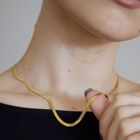 18k Gold Plated Medium Snake Chain Necklace