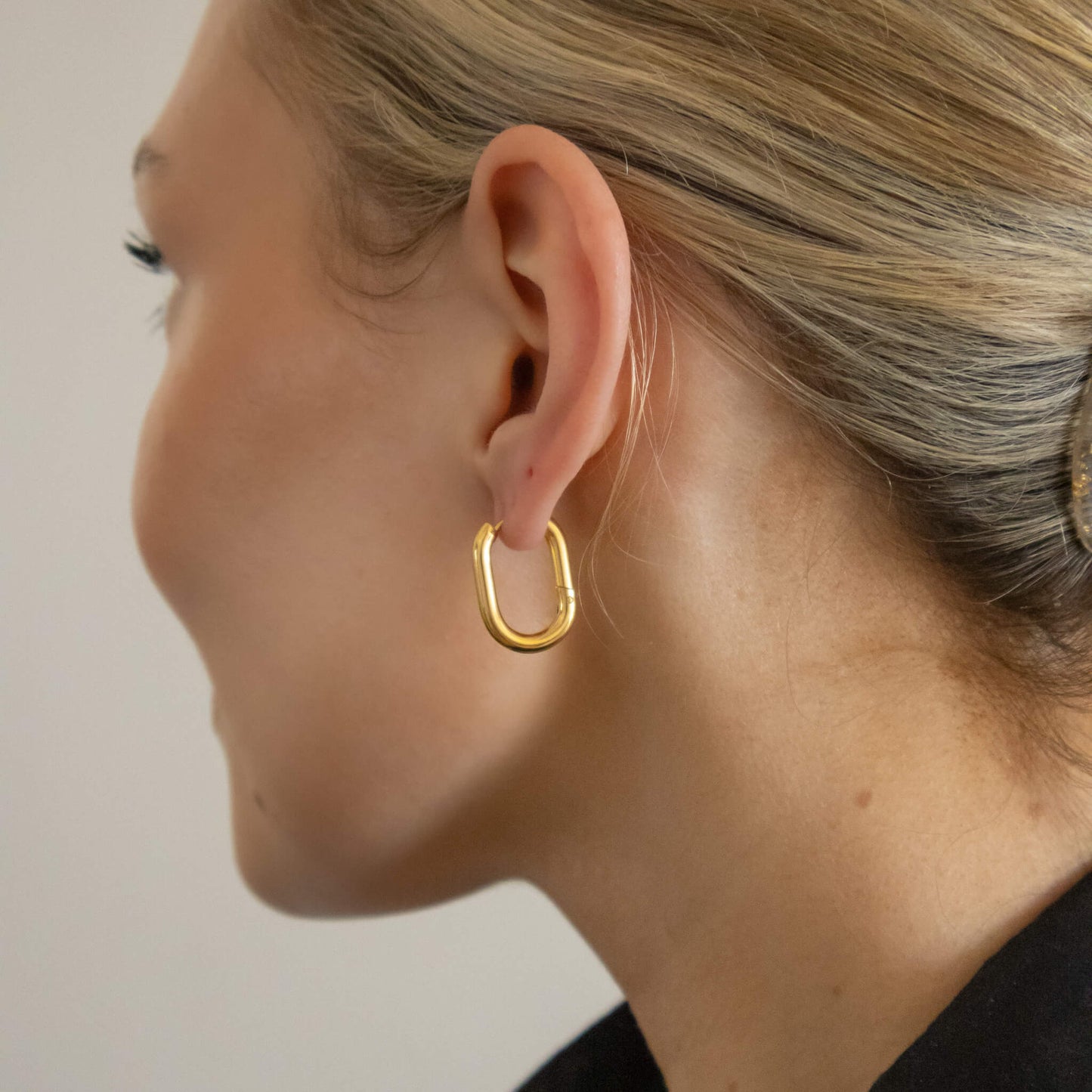 18k Gold Plated Oval Hoop Earrings