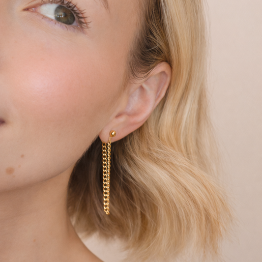 18k Gold Plated Gold Loop Chain Earring