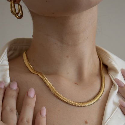18k Gold Plated Bold Herringbone Necklace