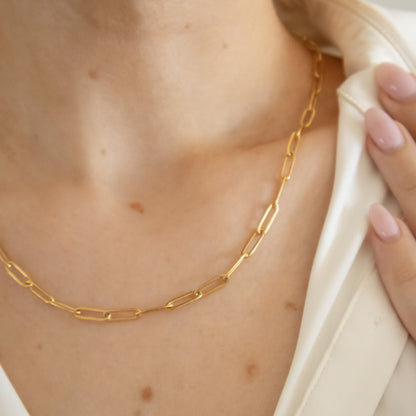 18k Gold Plated Paper Clip Necklace