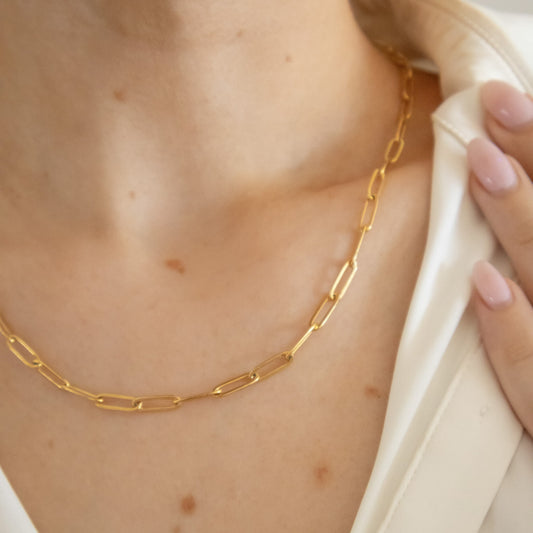 18k Gold Plated Paper Clip Necklace