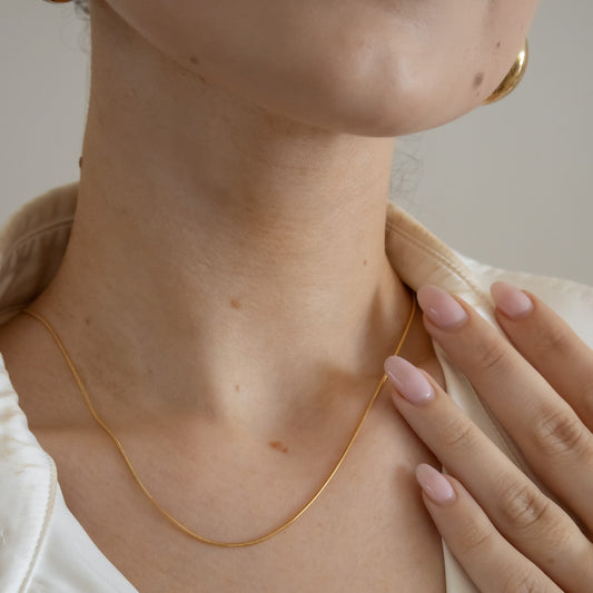 18k Gold Plated Skinny Snake Chain Necklace