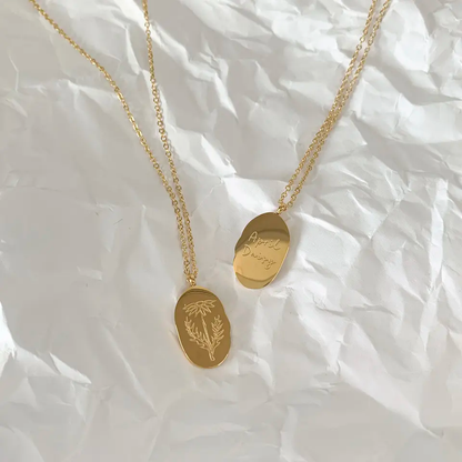 18k Gold Plated Birth Flower Necklace - Waterproof & Personalised