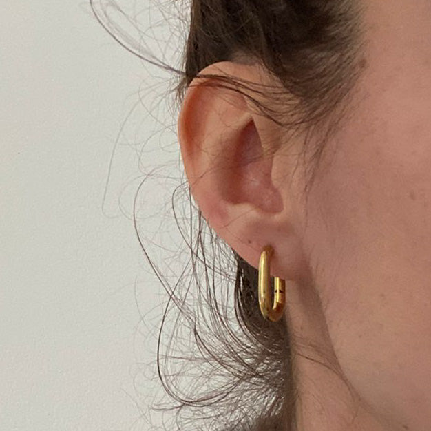 18k Gold Plated Oval Hoop Earrings