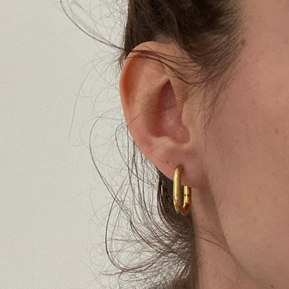 18k Gold Plated Oval Hoop Earrings