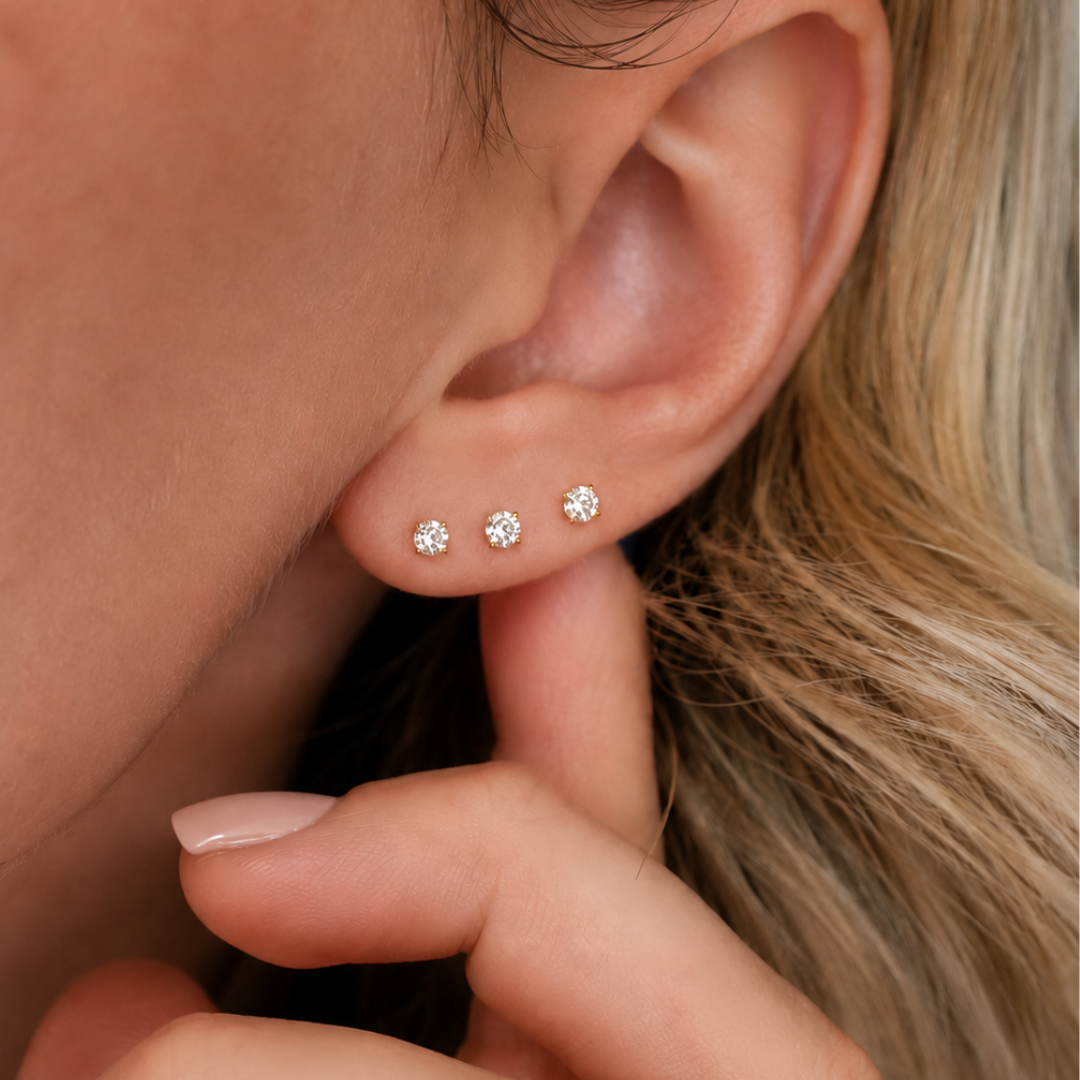 18k Gold Plated Diamanté Studs