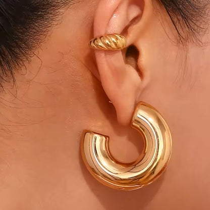 18k Gold Plated Extra Chunky Hoop Earrings