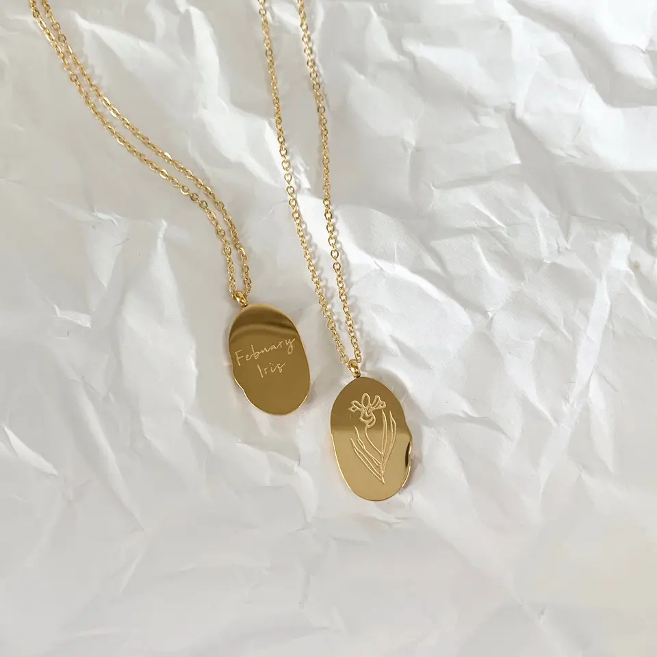 18k Gold Plated Birth Flower Necklace - Waterproof & Personalised