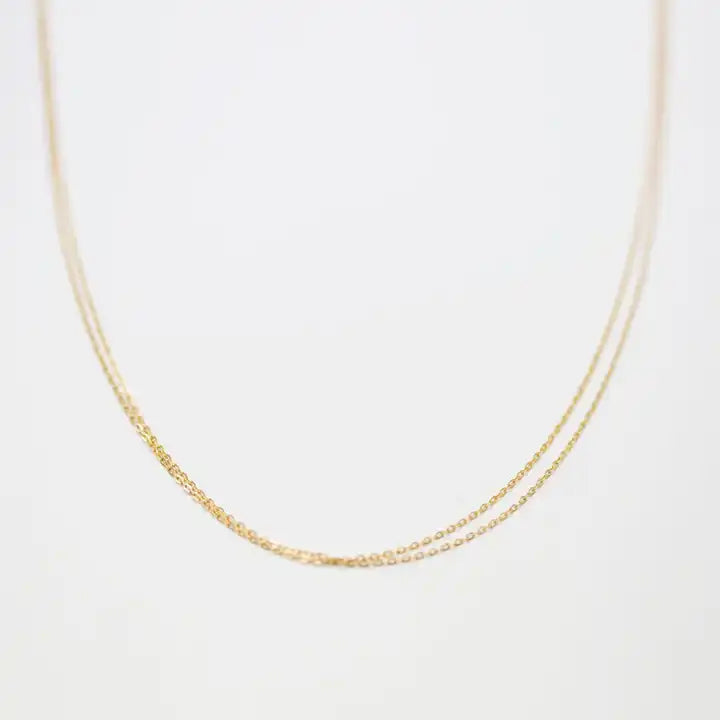 18k Gold Plated Delicate Double Fine Chain Necklace