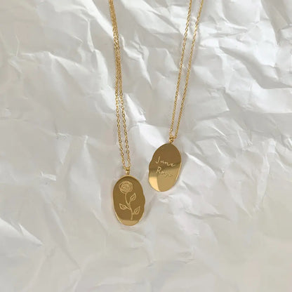 18k Gold Plated Birth Flower Necklace - Waterproof & Personalised