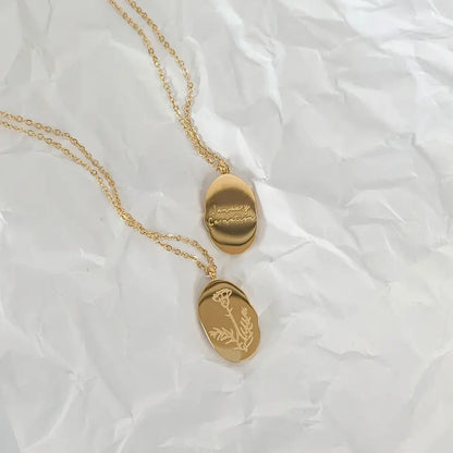 18k Gold Plated Birth Flower Necklace - Waterproof & Personalised