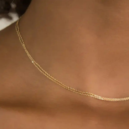 18k Gold Plated Delicate Double Fine Chain Necklace