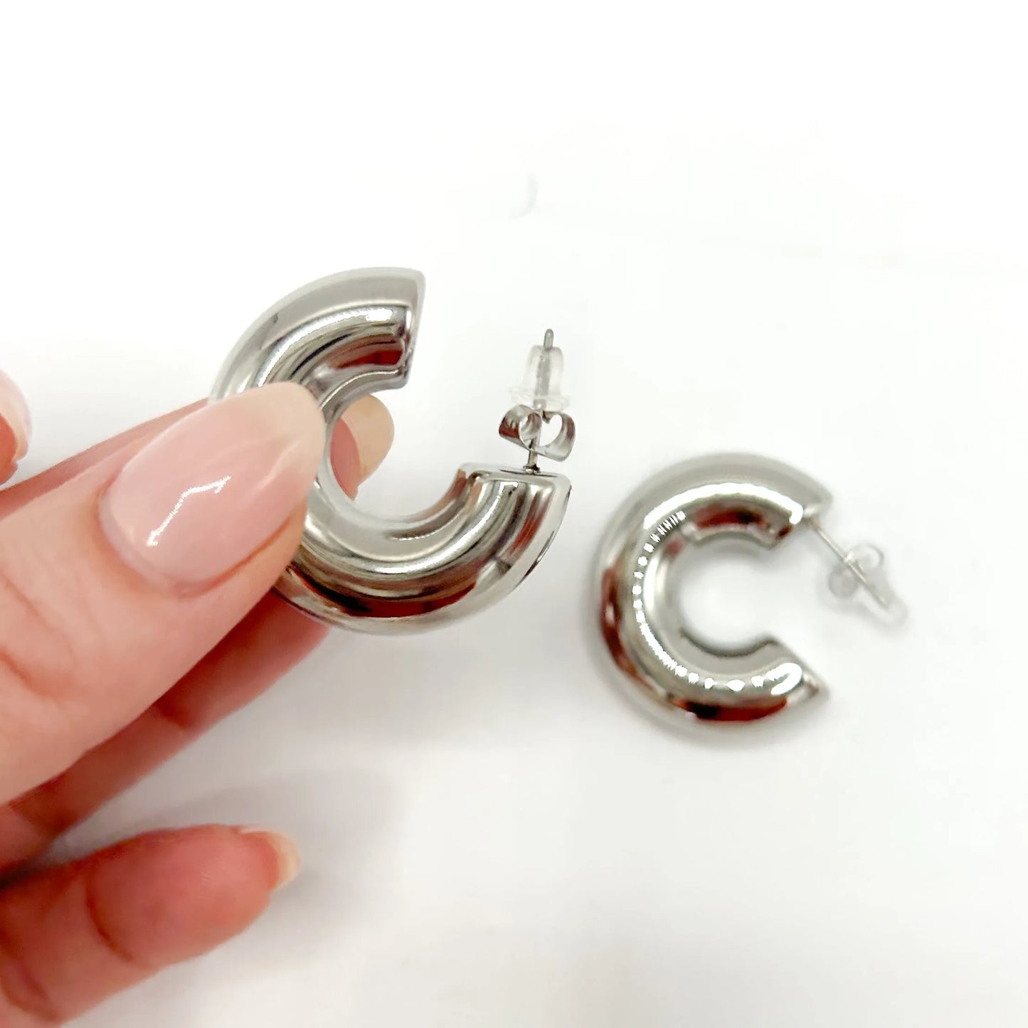 Silver Extra Chunky Hoop Earrings