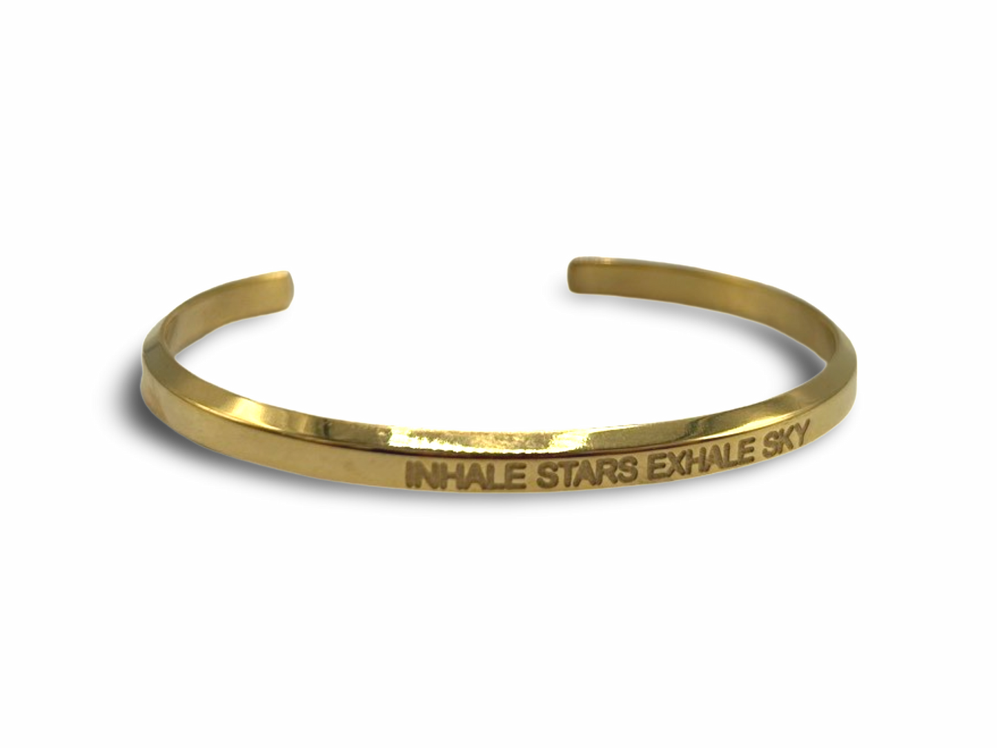 18k Gold Plated 'Affirmation' Bangle - Flexible, Waterproof & Elegant