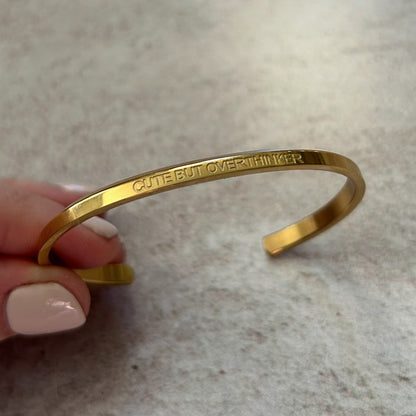 18k Gold Plated 'Affirmation' Bangle - Flexible, Waterproof & Elegant