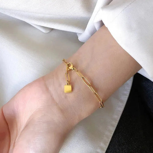 18k Gold Plated Paper Clip Bracelet