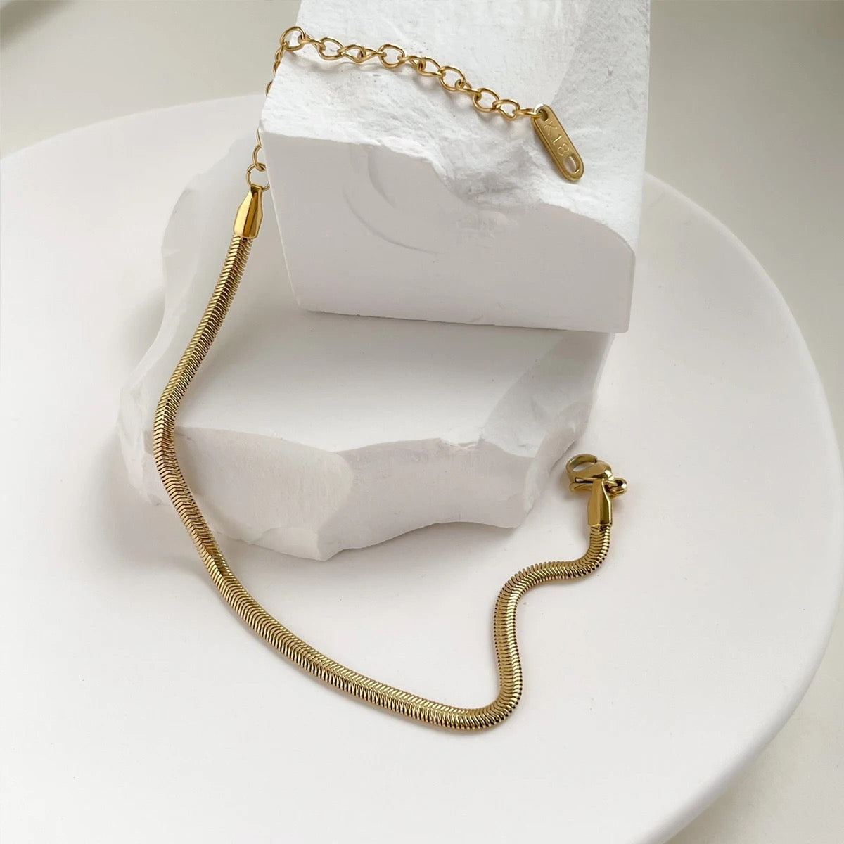 18k Gold Plated Chunky Herringbone Bracelet