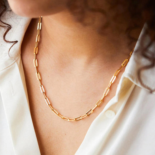 18k Gold Plated Paper Clip Necklace