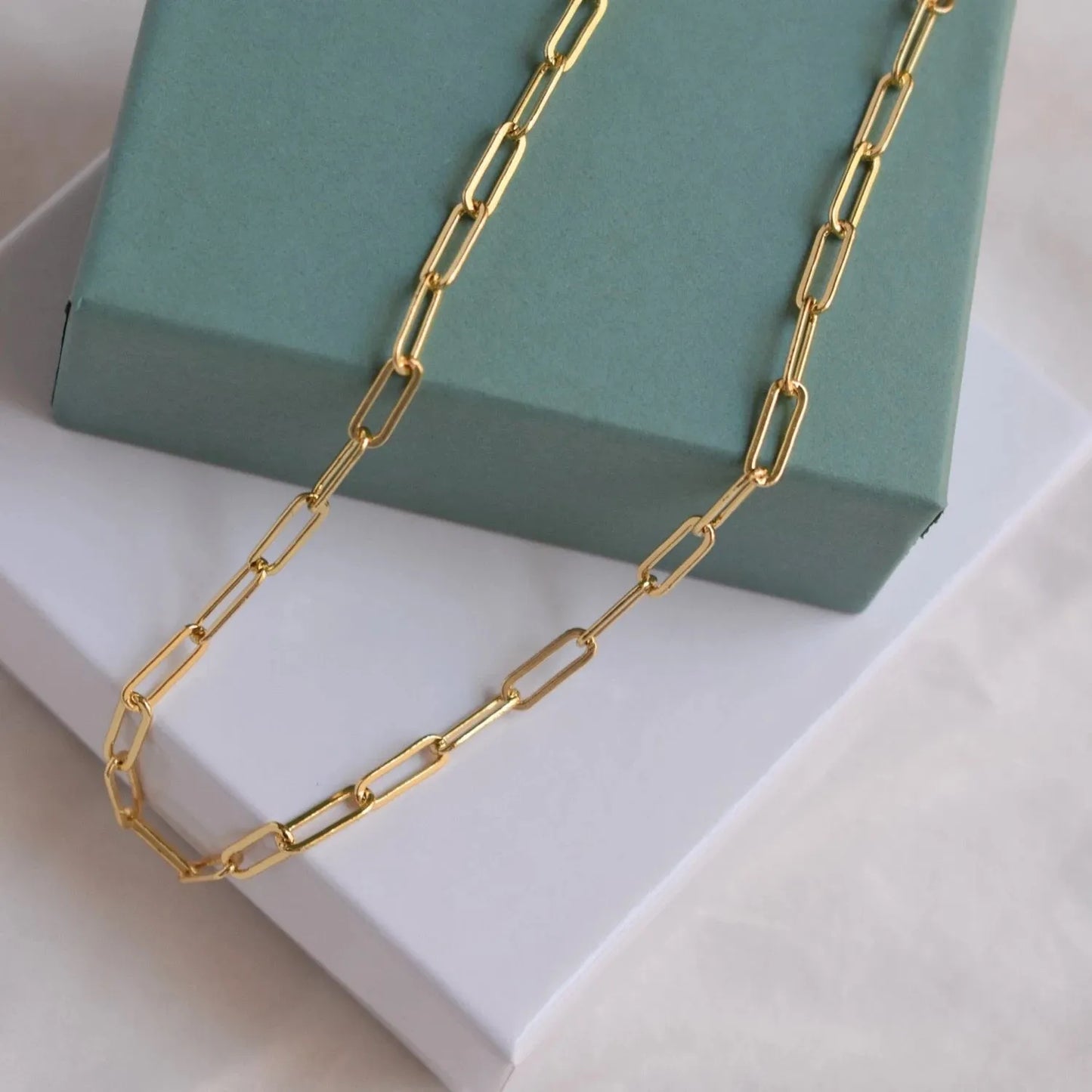 18k Gold Plated Paper Clip Necklace