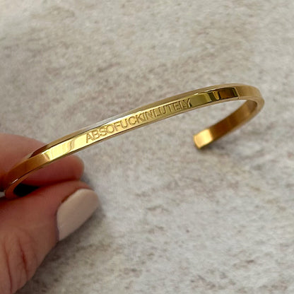 18k Gold Plated 'Affirmation' Bangle - Flexible, Waterproof & Elegant