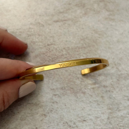 18k Gold Plated 'Affirmation' Bangle - Flexible, Waterproof & Elegant