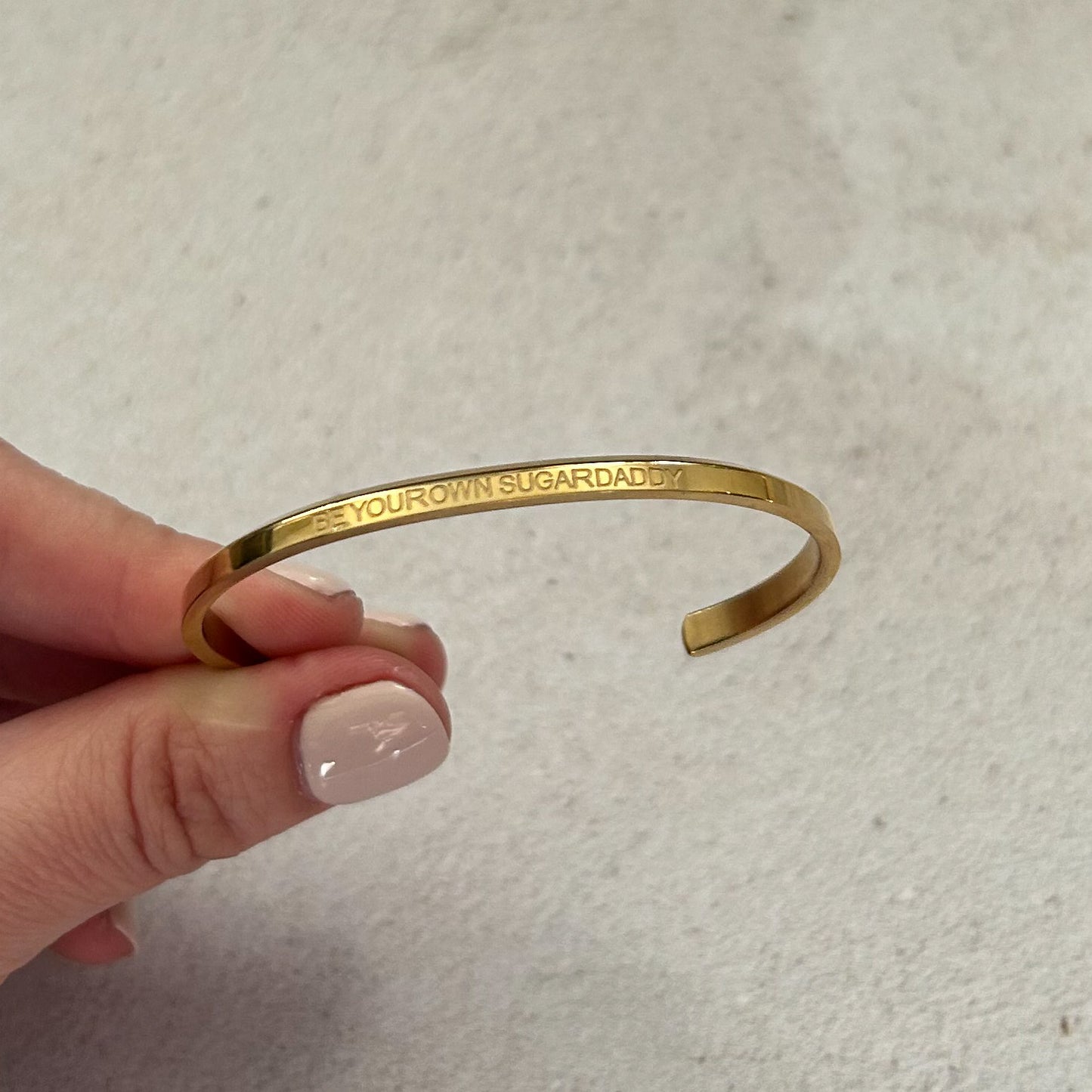 18k Gold Plated 'Affirmation' Bangle - Flexible, Waterproof & Elegant