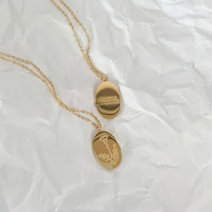 18k Gold Plated Birth Flower Necklace - Waterproof & Personalised