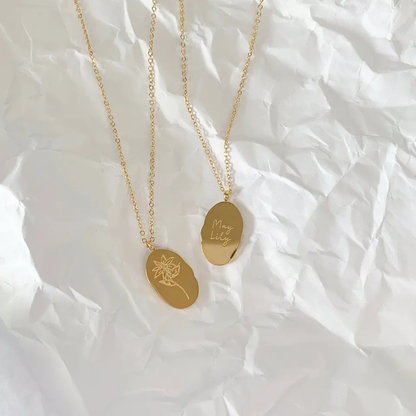 18k Gold Plated Birth Flower Necklace - Waterproof & Personalised