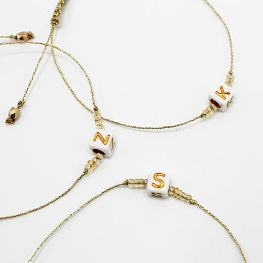 Delicate Monogram Bracelet with Adjustable Gold Cord - Perfect Gift