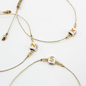 Delicate Monogram Bracelet with Adjustable Gold Cord - Perfect Gift